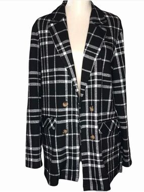 Topshop double breasted plaid blazer